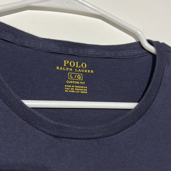 POLO Ralph Lauren Navy Jersey Crewneck Custom Fit T-shirt Size L - Picture 4 of 6